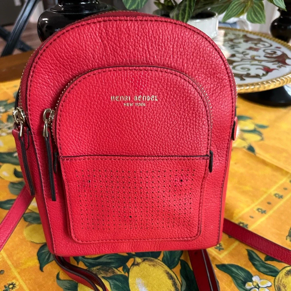 Henri Bendel Influencer Mini Convertible Backpack Coral VGUC